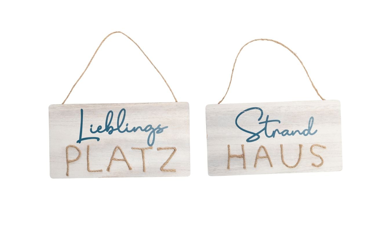 Freese Holz-Schild Strandhaus weiß, 30 x 16 x 0,6 cm GLO660406369