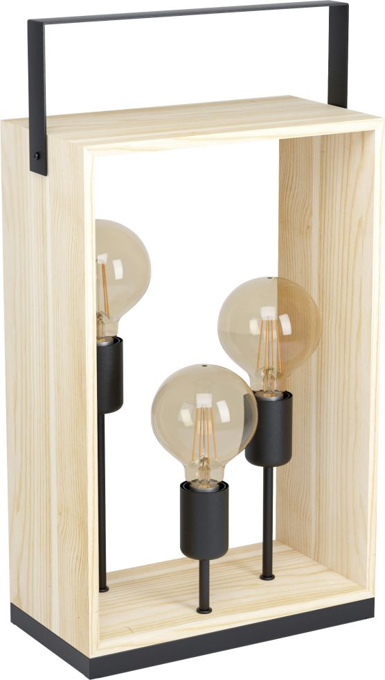Eglo Tischleuchte Famborough schwarz-natur 56,5 x 30,5 cm 3-flammig E27