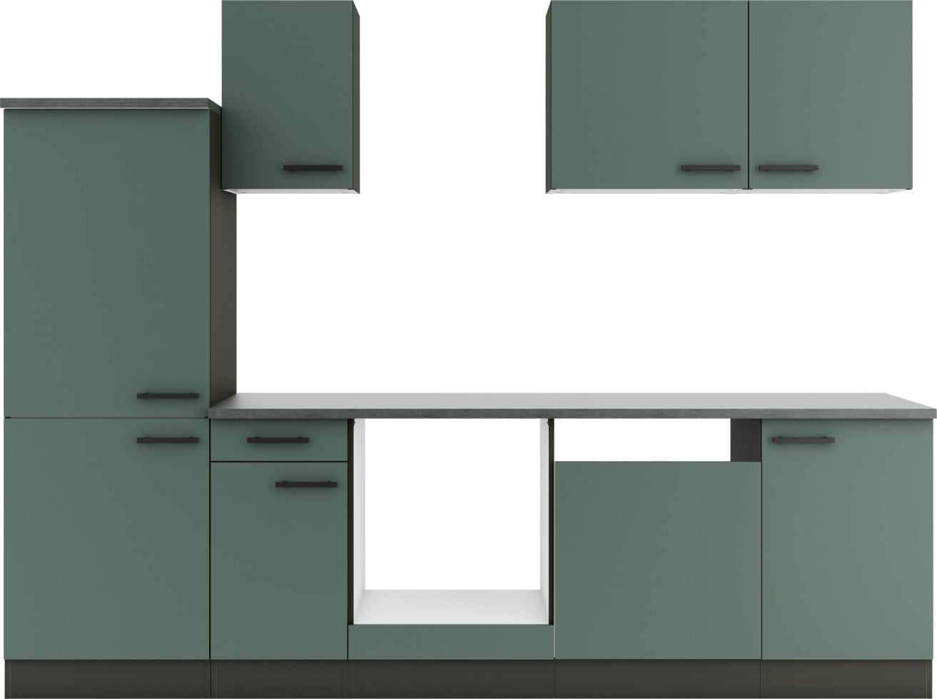 Optifit Küchenzeile Verona 405 ohne Geräte steingrün/anthrazit 270 cm