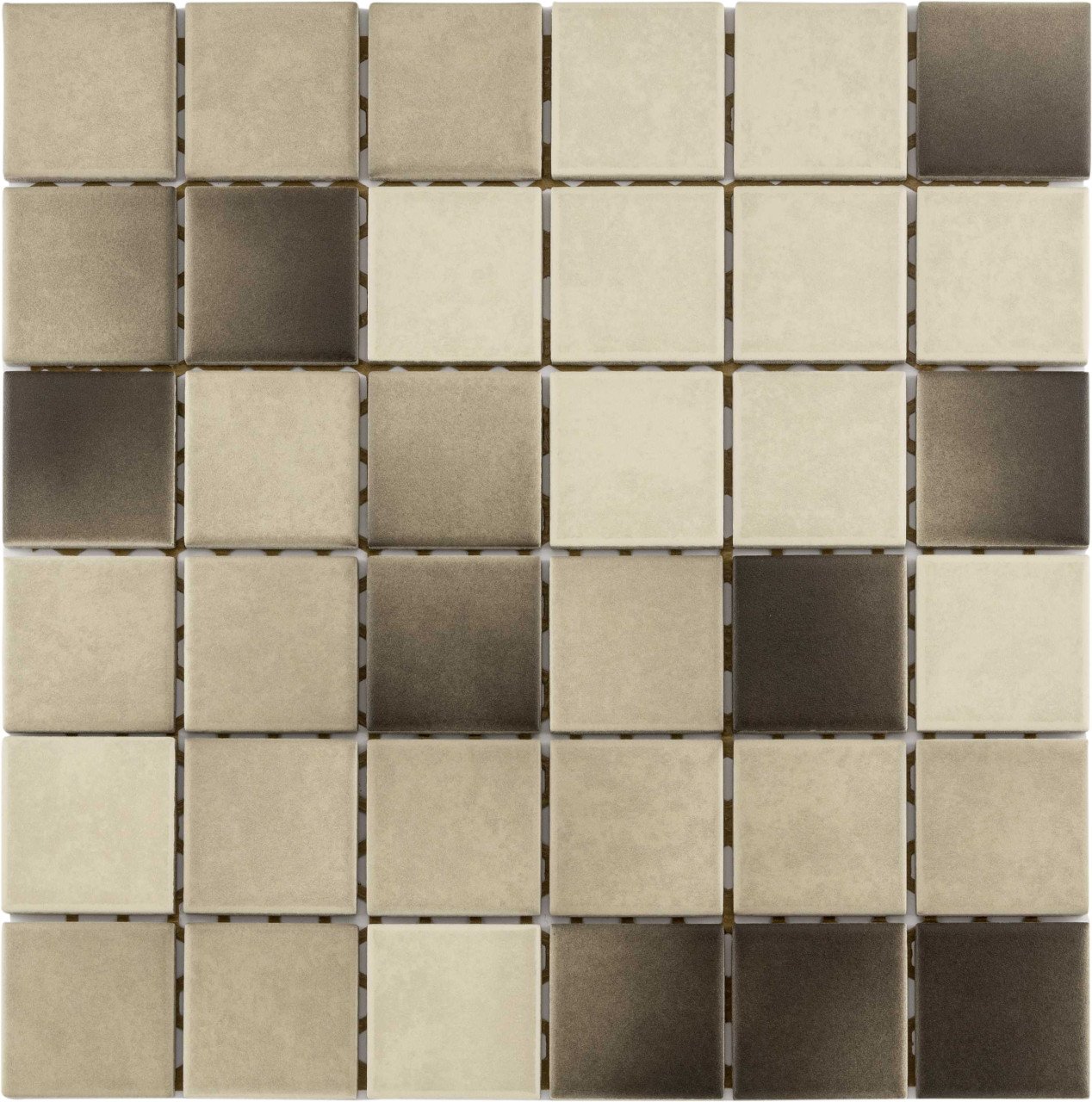 Mosaikfliese Maxi 30 x 30 cm creme-braun Steinmaß: ca. 4,7 x 4,7 cm