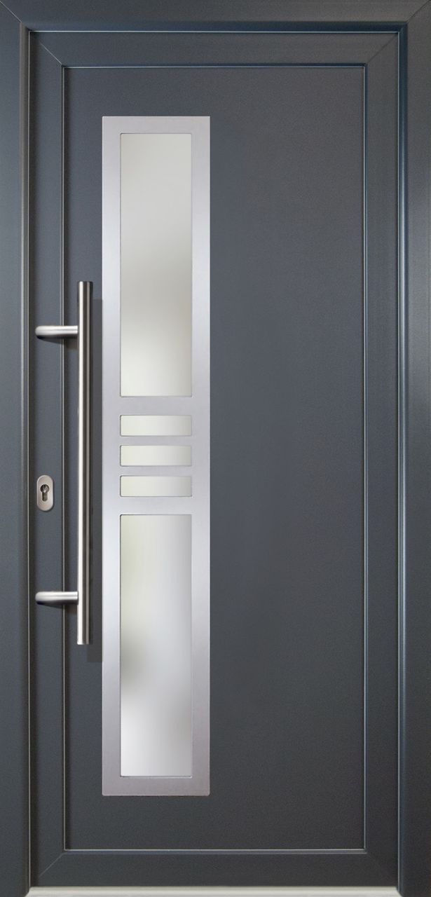 Meeth Haustür Signum PVC Exclusiv PVC Modell 53 88 x 200 cm, DIN links, weiß/titan