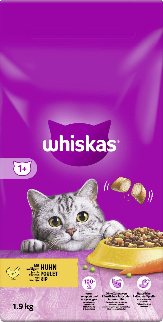 WHISKAS Beutel Trocken Adult 1+ mit Huhn 1,9 kg 1,9 kg