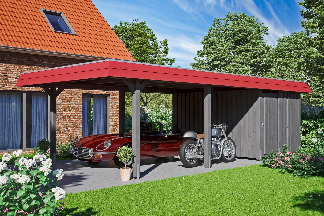 SkanHolz SKAN HOLZ Carport Wendland mit Abstellraum 409 x 870 cm mit Aluminiumdach GLO784206004
