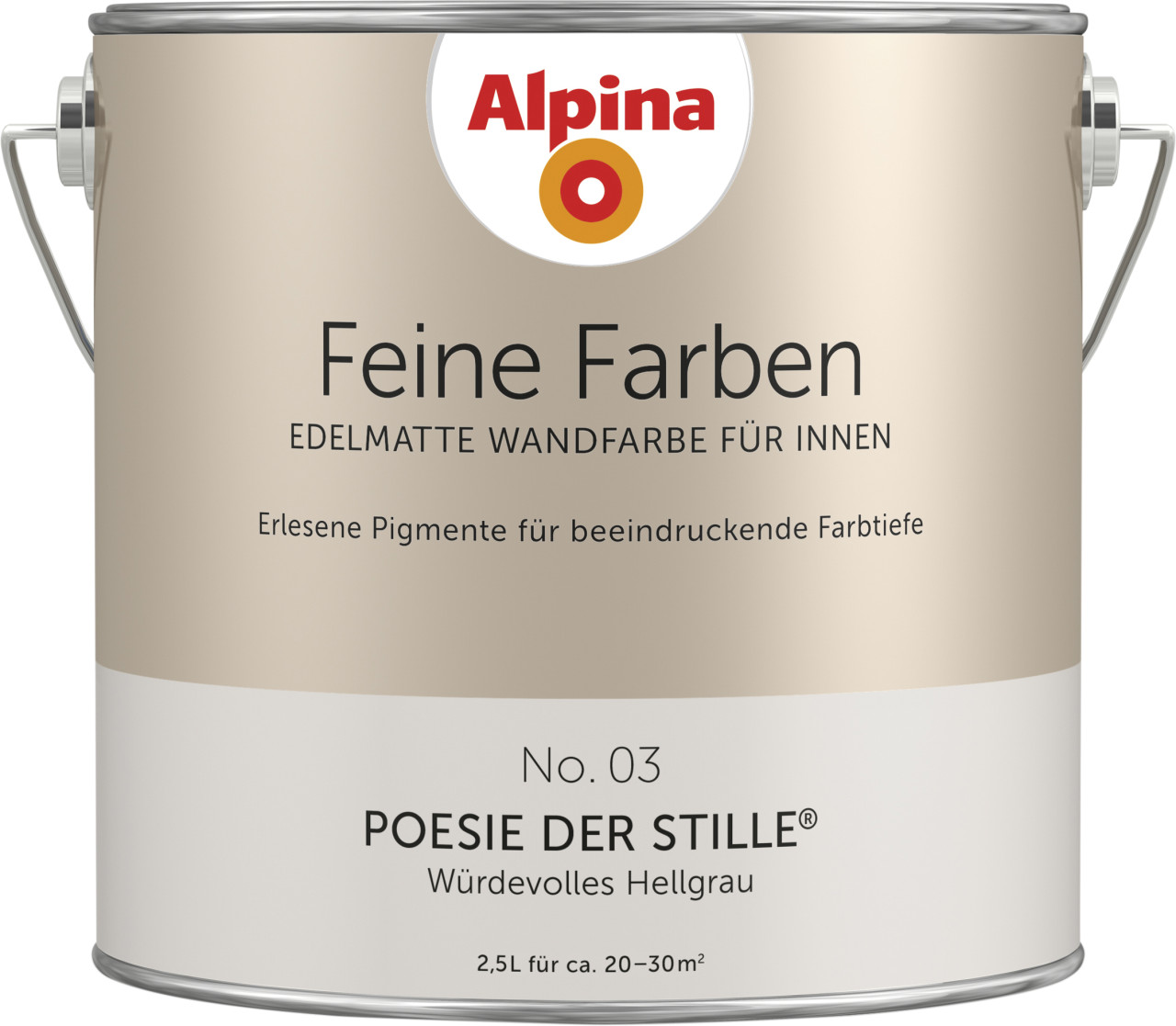 Alpina Feine Farben Wandfarbe No. 03 Poesie der Stille - würdevolles hellgrau 2,5 L GLO765053830