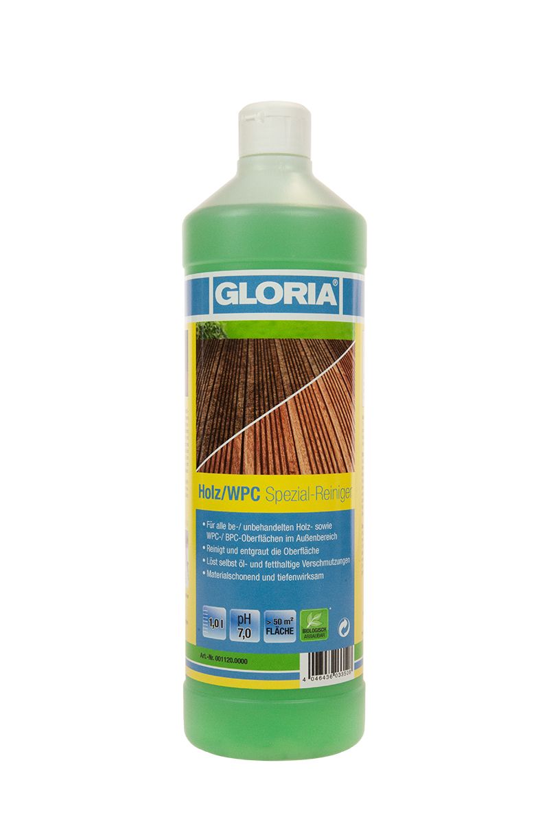 Gloria Holz und WPC Spezial-Reiniger Reinigungsmittel für Holzterrasse 1 L GLO650150595