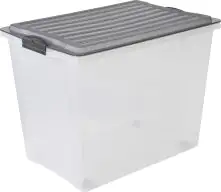 Rotho Stapelbox Compact mit Rollen 70 L transparent anthrazit