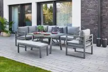 Primaster Aluminium-Dining-Loungeset Riva inkl. Sitz- und Rückenkissen