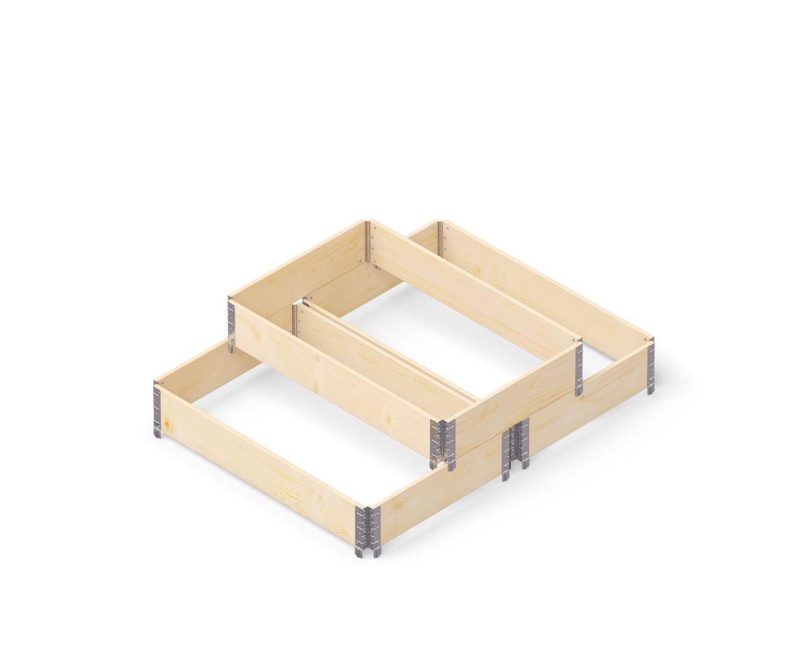 Lot 4 Cadres Palettes Surélevées BURI 120x80x20cm - Bois Épicéa Pliables Pour Potager Et Jardin