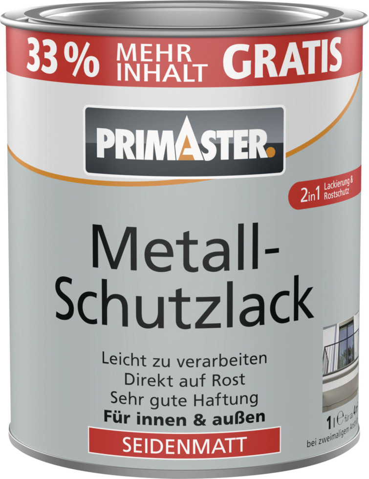 Primaster Metallschutzlack anthrazitgrau glänzend 1 L + 33% gratis GFM5f555d742