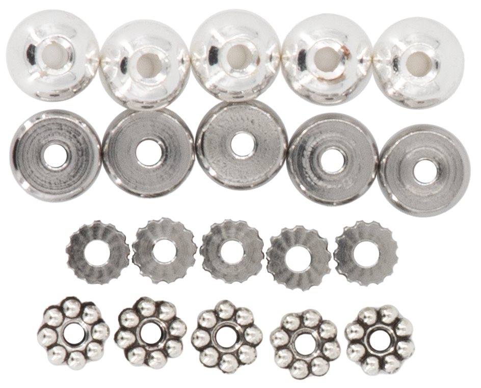 Glorex Metallperlen Zweischenteile silber 20 tlg.