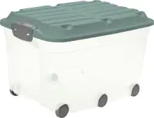 Rotho Aufbewahrungsbox Roller 6 mit Rollen und Deckel 57 L mistletoe grün