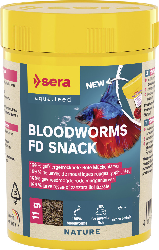 Sera Fischfutter Bloodworms FD Rote Mückenlarven 100 ml GLO689500810