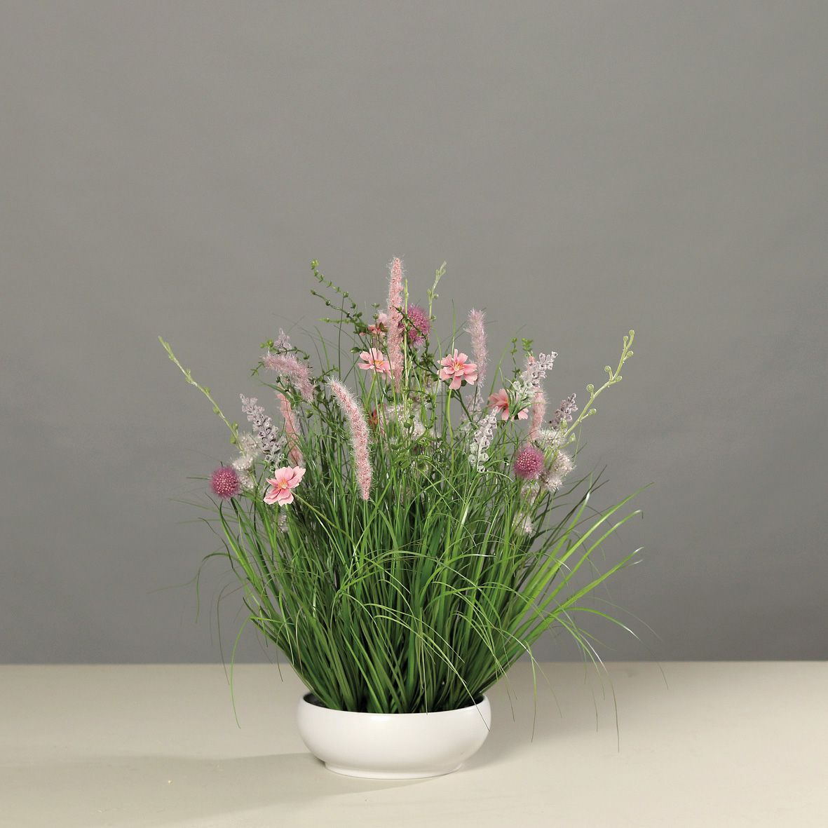 DPI künstliche Wiesenblumen in Kunststoffschale pink 50 cm GLO660754797