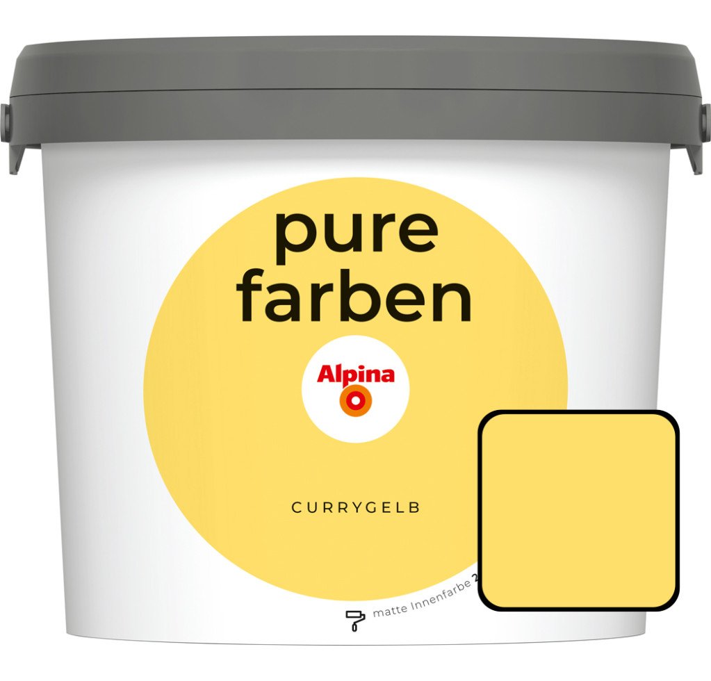 Alpina Pure Farben Wandfarbe currygelb 2,5 L