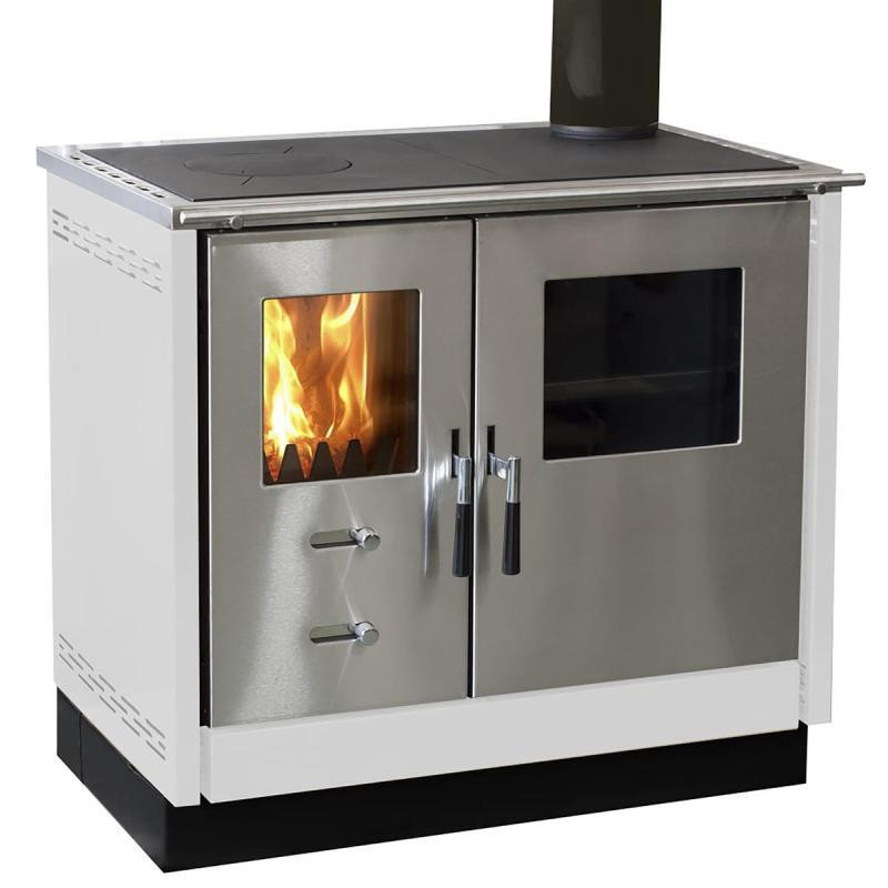 Firefix Küchenherd MAAS Stahlverkleidung weiß mit einer Edelstahlfront 83 kW GLO774200127