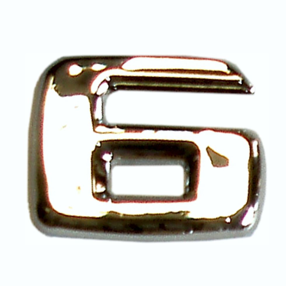 Hermann Schütz 3D-Relief-Chrome-Zahl 6 25x35mm GLO680201482