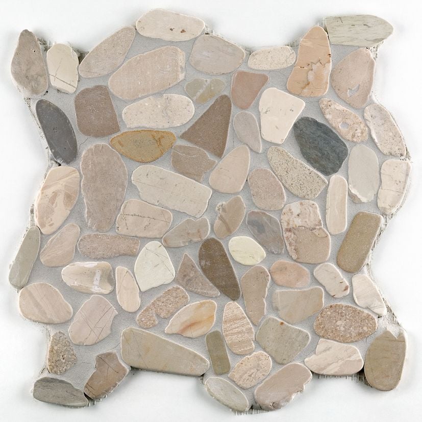 Mosaikfliese Flusskiesel Slice 30 x 30 cm natur
