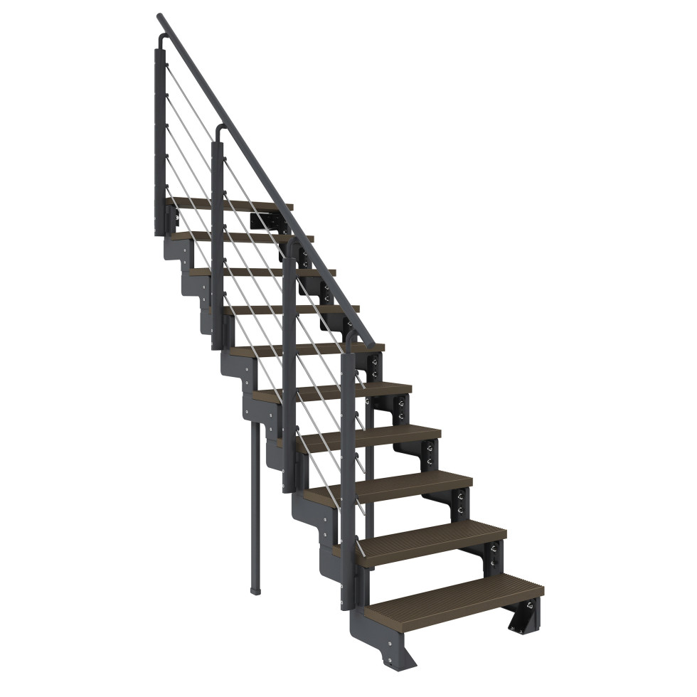 Dolle Außentreppe Trimax Gardentop 10 Stufen 80 cm inkl. einseitigem Geländer dunkelbraun