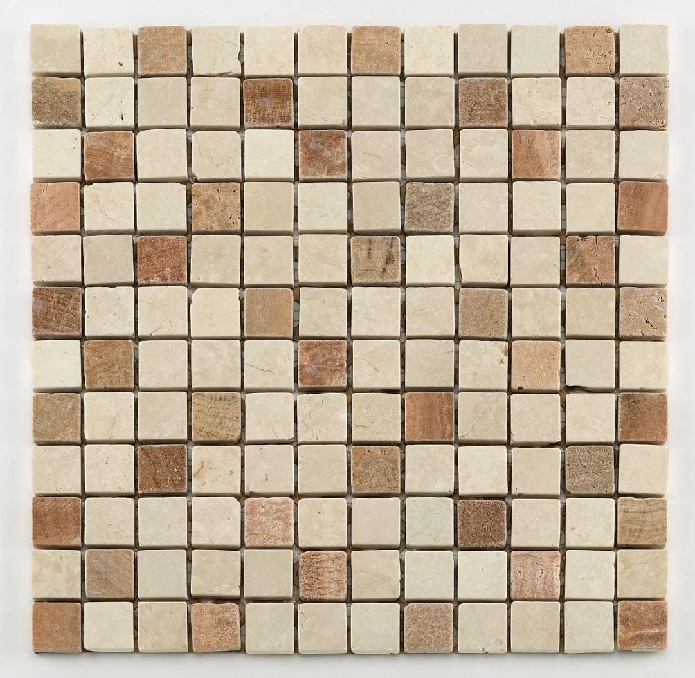 Mosaikfliese Marmor 30 x 30 cm botticino-braun Steinmaß: ca. 2,3 x 2,3 cm