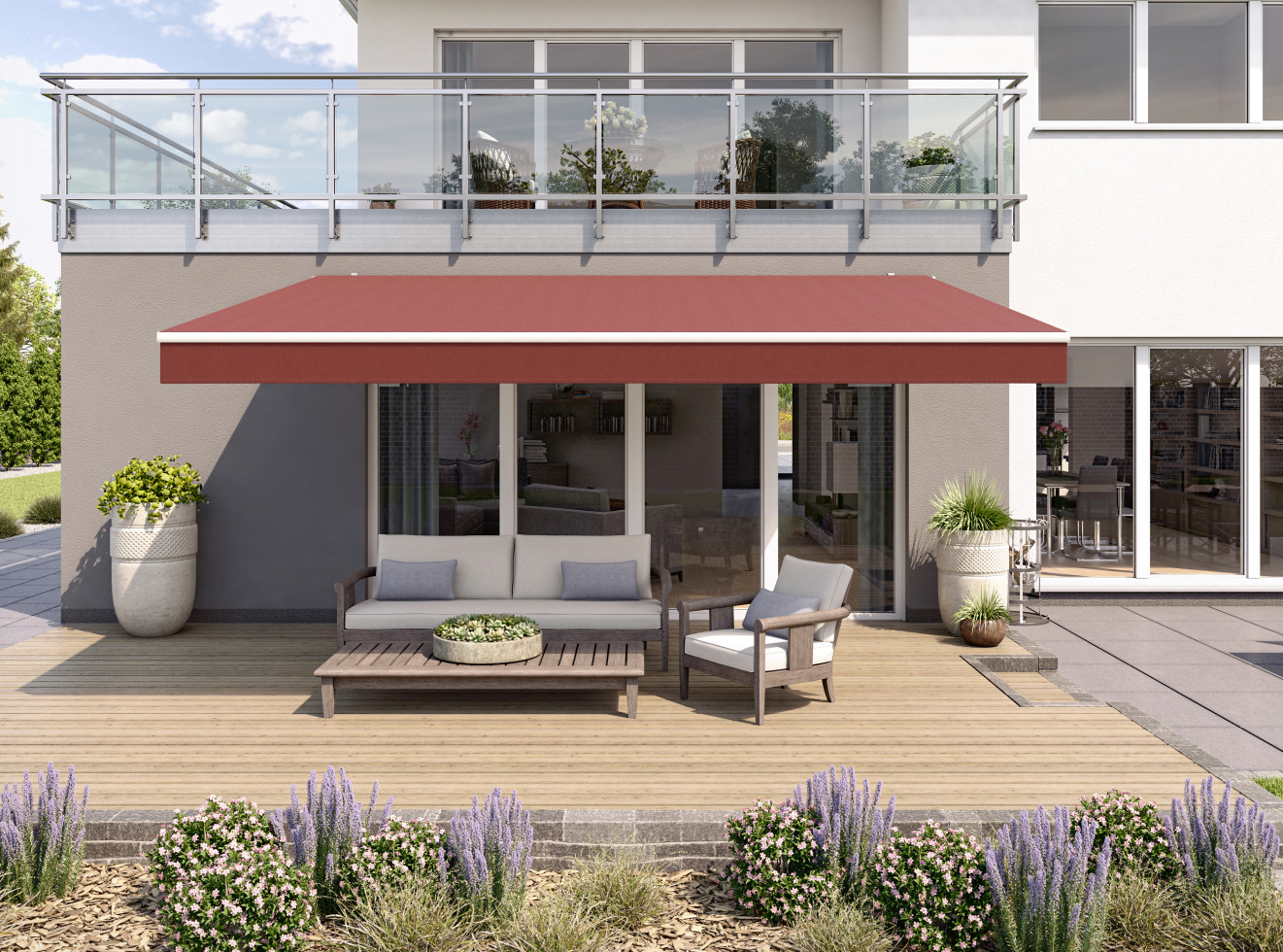 Gelenkarmmarkise Classic bordeaux inkl. Handkurbel