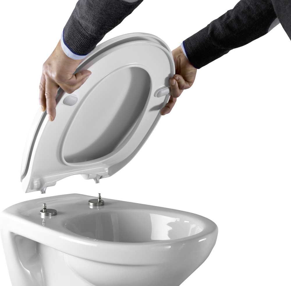 Sedile WC 150kg Robusto Antibatterico | Chiusura Soft Rosso Grigio