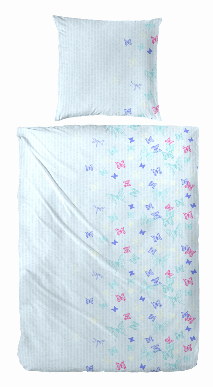 Westminster Heimtextil Westminster Bettwäsche Mikrofaser Schmetterlinge blau 135 x 200 cm GLO706104143