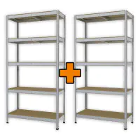 Schwerlastregal 180 x 90 x 40 cm 2er Set je 5 Holzböden 875 kg