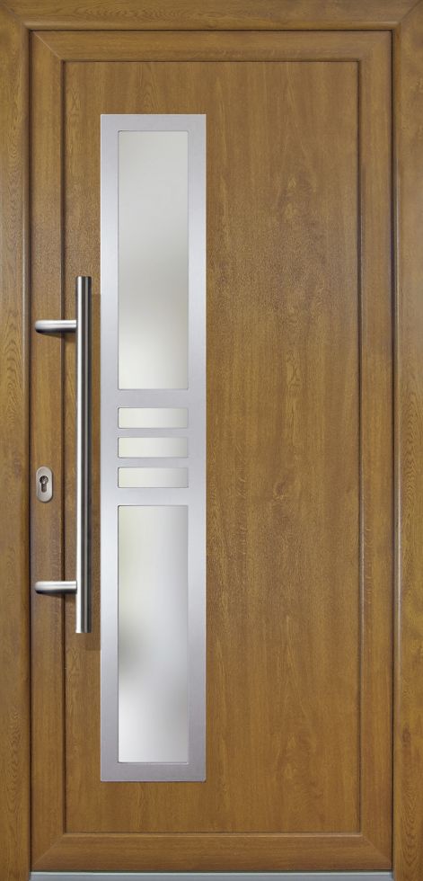 Meeth Haustür Signum PVC Exclusiv PVC Modell 53 108 x 200 cm, DIN links, weiß/golden Oak