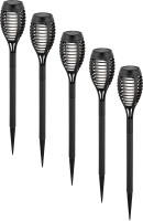 Light & More LED Solarleuchte Erdspieß Fackeln 5er Set schwarz