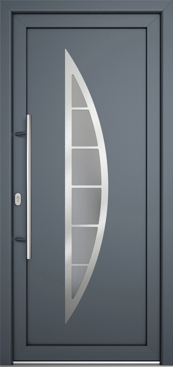 Meeth Haustür Signum Pro PVC Modell 28 98 x 208 cm DIN Links weiß/titan