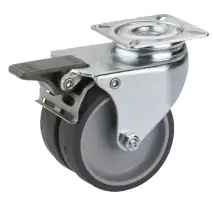 Lenkrolle mit Platte und Totalfeststeller 50 x 18 mm, Tragkr. 80 kg