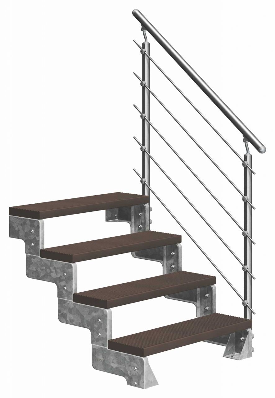Dolle Außentreppe Gardentop 4 Stufen mit Geländer Breite 80 cm Trimax braun GLO781602595