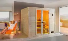 Weka Massivholzsauna Valida Plus Sparset mit Glastür und Fenster