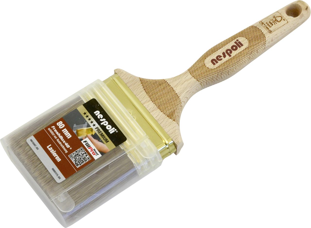 Nespoli FillPro Wood Flachpinsel Lasuren LaserTouch-Griff 8. Stärke, 80 mm