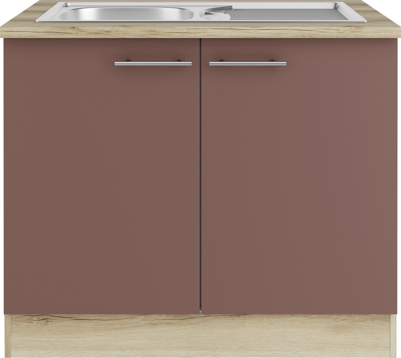 Optifit Spülenunterschrank Bari 407 rostrot/eiche 100 cm