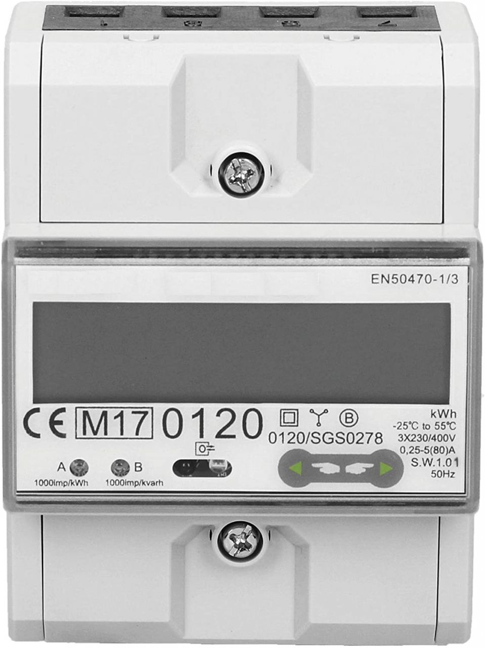 Weitere Drehstromzähler geeicht, MID, LCD, zur Montage auf die Hutschiene GLO775220592