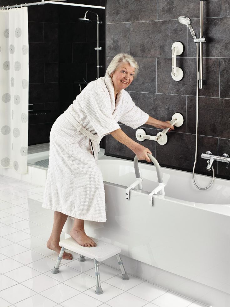 Fußbank Für Die Badewanne Mit Haltegriff – Einstiegshilfe Für Senioren | Höhenverstellbar, Bis 250 Kg