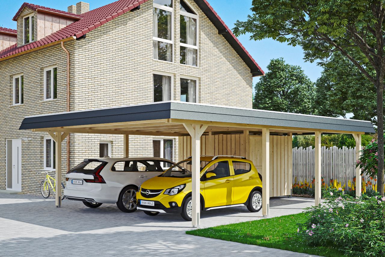 SkanHolz SKAN HOLZ Carport Wendland mit Abstellraum 630 x 879 cm mit Aluminiumdach GLO784204826