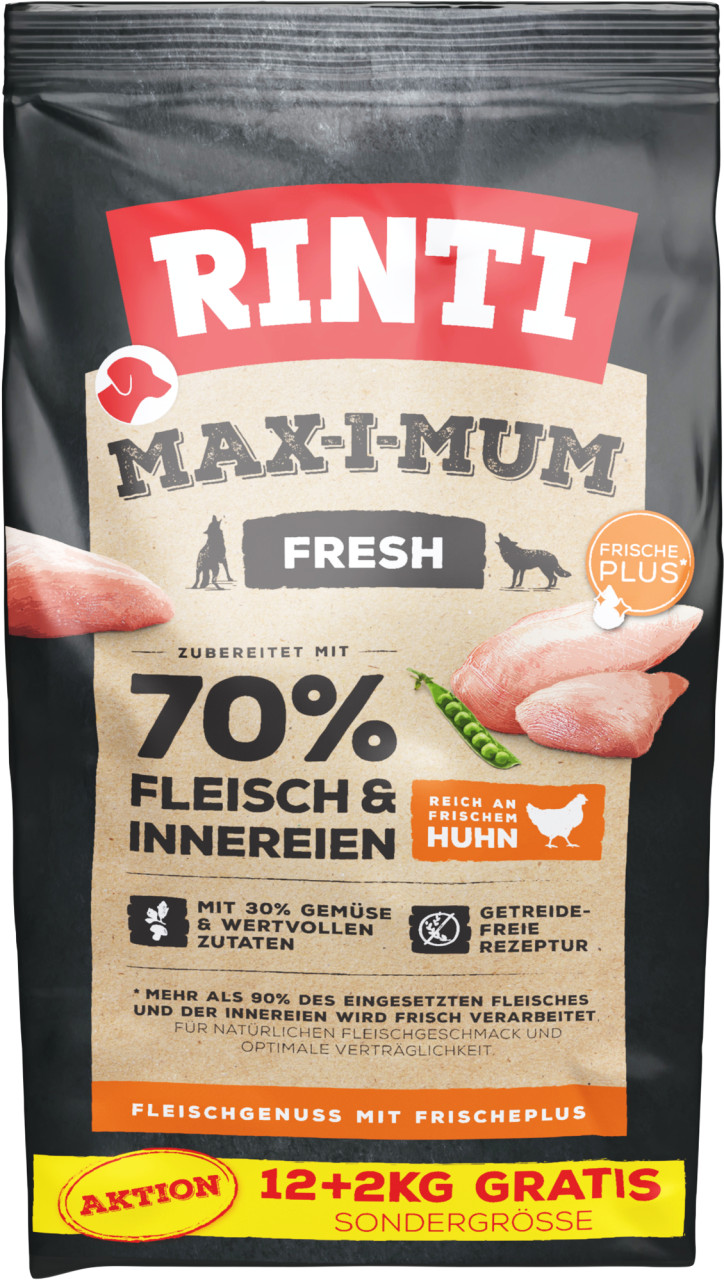 Rinti Max-i-Mum Hundetrockenfutter Adult 12 + 2 kg Huhn