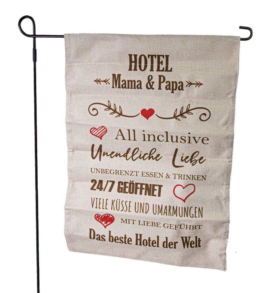 Riffelmacher Gartenfahne mit Stab Hotel 32 x 45/90 cm GLO660458544