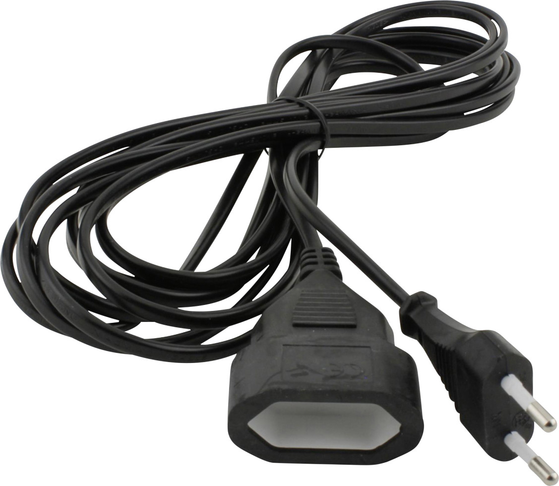 Unitec Verlängerungskabel Innen 5 Meter H03VVH2-F, schwarz, Flachstecker