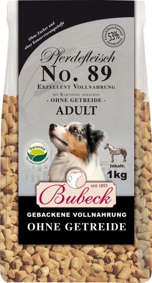 Bubeck Adult No.89 gebackenes Hundefutter mit Pferd 1 kg GLO629303133