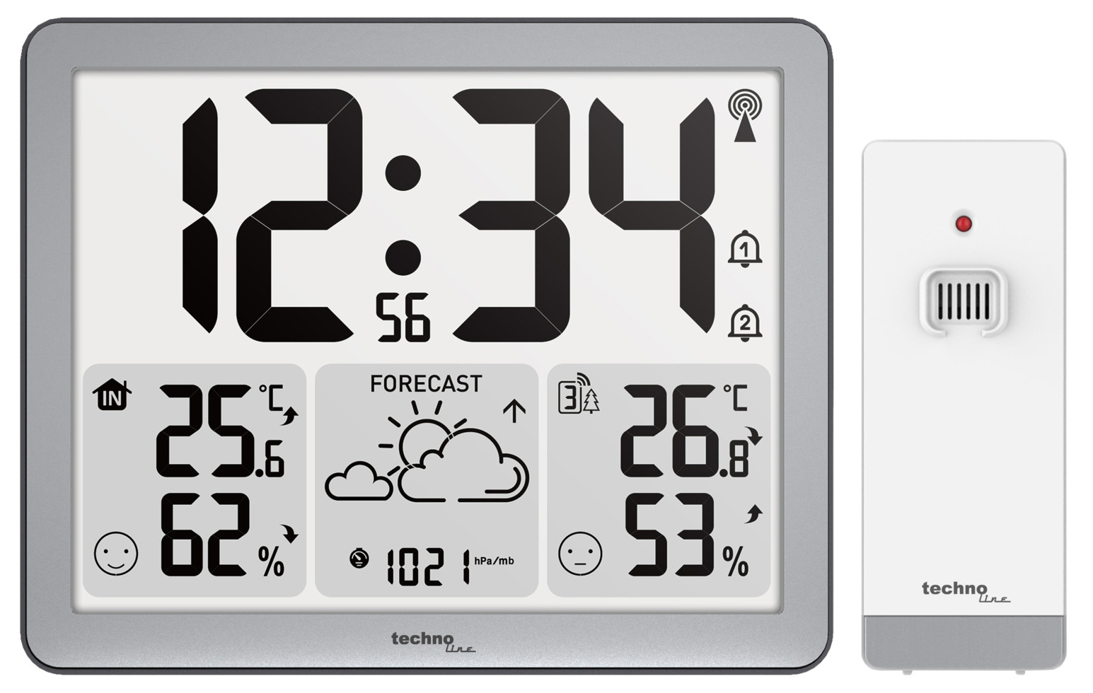 Technoline Wetterstation WS6780 inkl. Außensensor TX205DTH grau