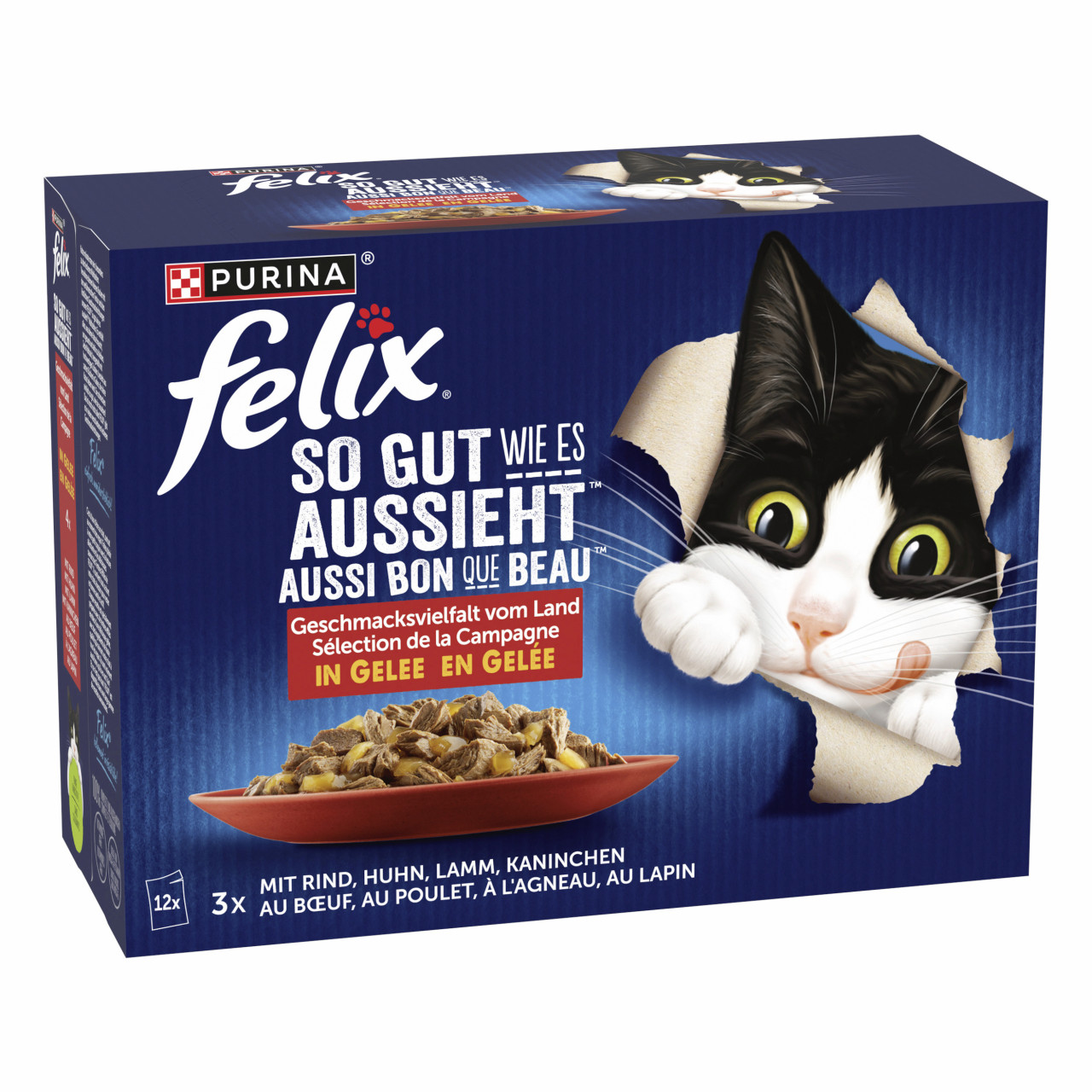 Felix Geschmacksvielfalt vom Land in Gelee Katzenfutter 12 x 85gn