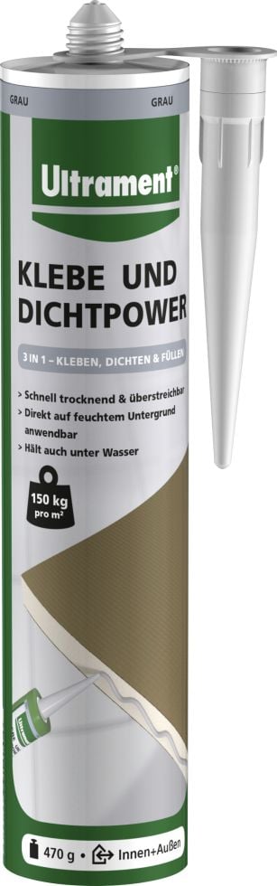 Ultrament Klebe- und Dichtpower grau, 470 g