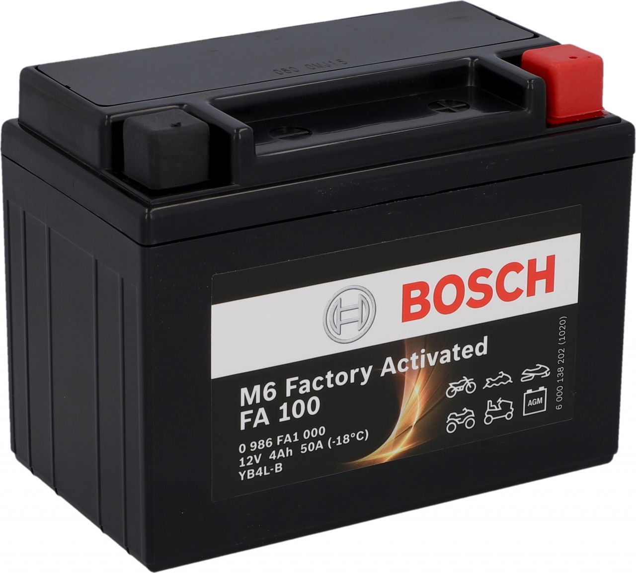 Bosch Automotive Bosch AGM-Motorradbatterie M6 FA100 4Ah 50A GLO680456072