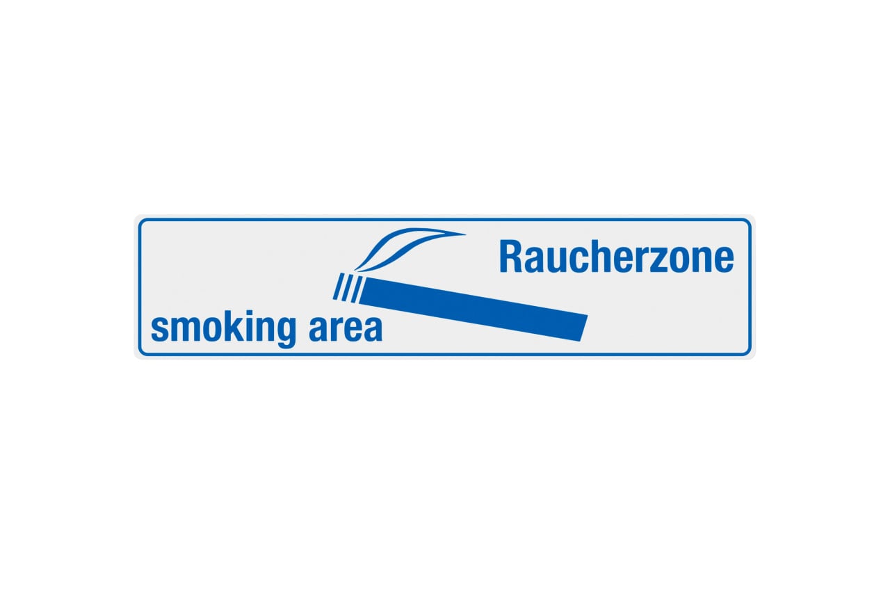 Conmetall Aufkleber Raucherzone PVC 20 x 4,8 cm blau/weiß