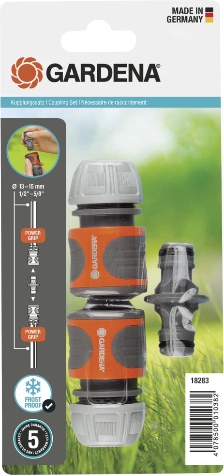 Gardena Kupplung Satz für 13 mm (1/2") und 15 mm (5/8")Schläuche