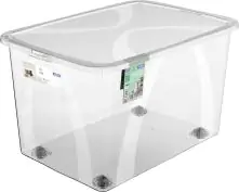 Rotho Aufbewahrungsbox Lona mit Rollen und Deckel 50 L transparent