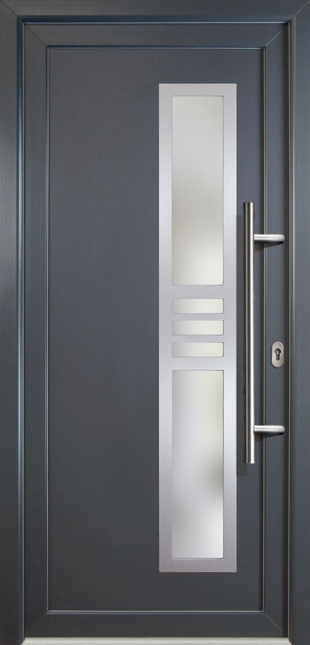 Meeth Haustür Signum PVC Exclusiv PVC Modell 53 108 x 208 cm, DIN rechts, weiß/titan